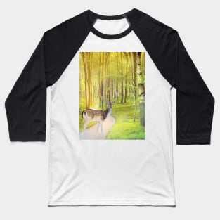 Deer Walking in the Forest Baseball T-Shirt